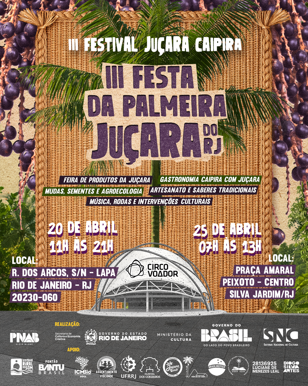 Cartaz oficial da III Festa da Palmeira Juçara do RJ