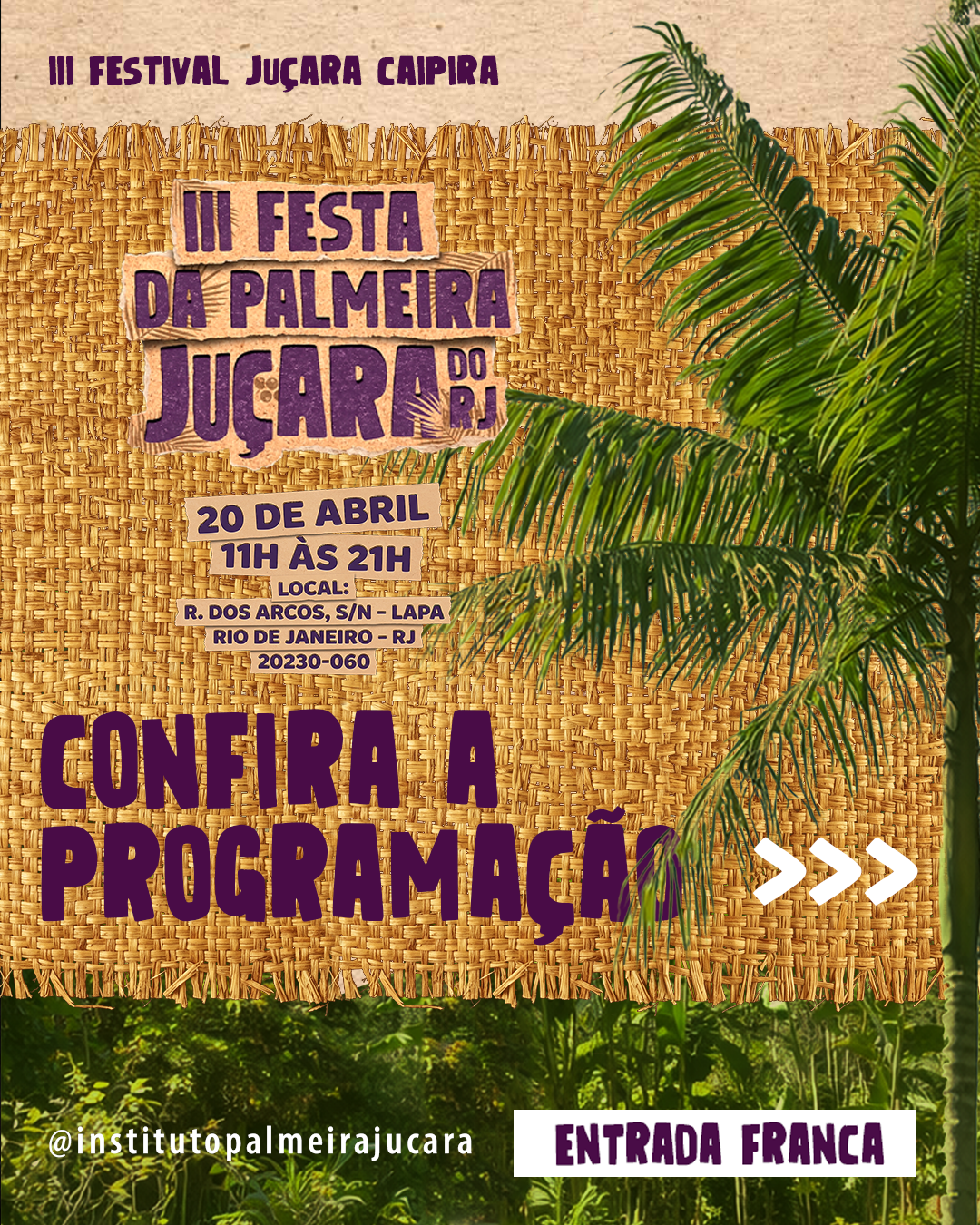 Arte da programação com chamada para conferir a programação do festival.